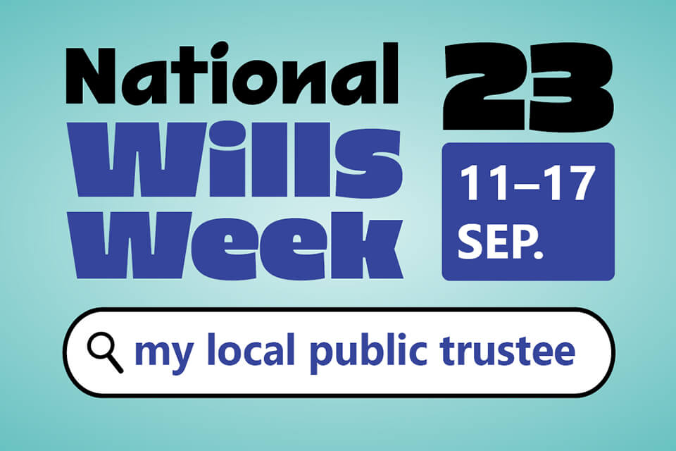 An image with text saying National Wills Week 11 - 27 September 2023